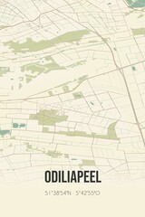 Retro Dutch city map of Odiliapeel located in Noord-Brabant. Vintage street map.