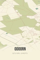 Retro Dutch city map of Odoorn located in Drenthe. Vintage street map.