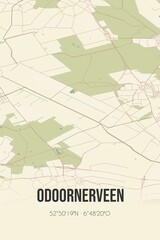 Retro Dutch city map of Odoornerveen located in Drenthe. Vintage street map.