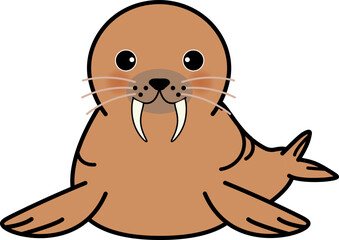 正面から見たかわいいセイウチ