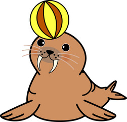 水族館のかわいいセイウチ