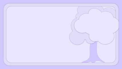 Violet background for presentation or Web background. Minimalism. Paper cut style. A two-level frame around the perimeter, a tree on the right.