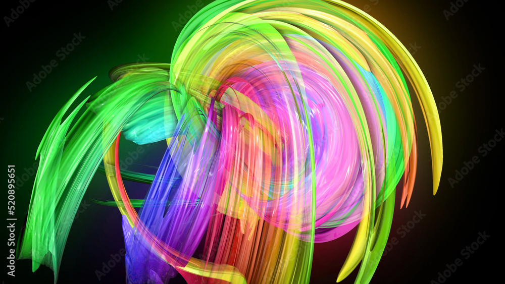 Poster creative abstract twisted rainbow color background. abstract stripes. 3d render