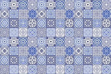 Floral seamless mosaic tile. Vector ceramic vintage pattern. Mediterranean, Ottoman