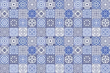 Fotobehang Portugese tegeltjes Floral seamless mosaic tile. Vector ceramic vintage pattern. Mediterranean, Ottoman