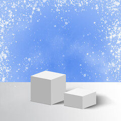 empty podium with winter theme for beverage products background