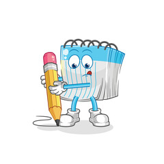 notebook write with pencil. cartoon mascot vector