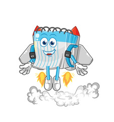 notebook with jetpack mascot. cartoon vector
