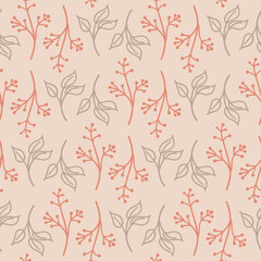 Fototapeta na wymiar Orange plant branch yellow seamless pattern for textile and bed linen design