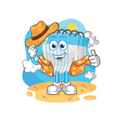 notebook go on vacation. cartoon mascot vector