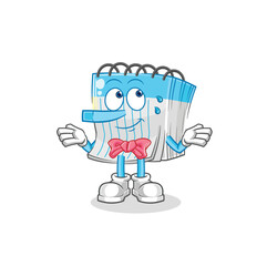 notebook lie like Pinocchio character. cartoon mascot vector