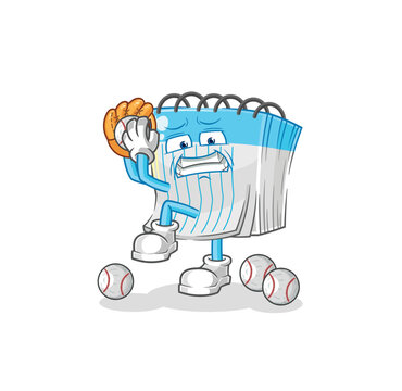 notebook baseball pitcher cartoon. cartoon mascot vector