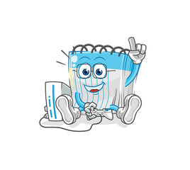 notebook playing video games. cartoon character