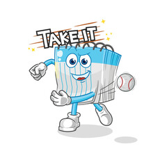 notebook throwing baseball vector. cartoon character