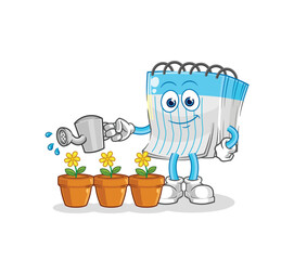 notebook watering the flowers mascot. cartoon vector