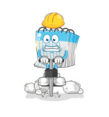 Naklejka premium notebook drill the ground cartoon character vector