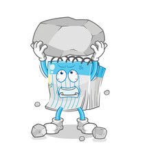 notebook lifting rock cartoon character vector