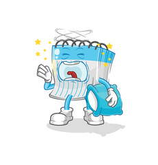 notebook yawn character. cartoon mascot vector