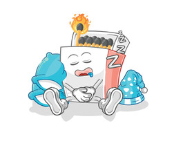 matchbox sleeping character. cartoon mascot vector