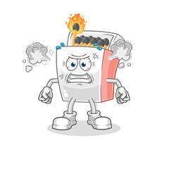 matchbox very angry mascot. cartoon vector