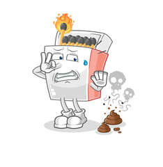 matchbox with stinky waste illustration. character vector