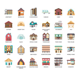 Set of Accommodations  thin line icons for any web and app project. - obrazy, fototapety, plakaty