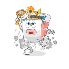 matchbox catch butterfly illustration. character vector