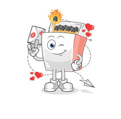 matchbox hold love letter illustration. character vector