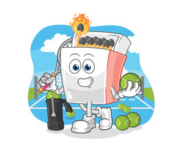 matchbox plays tennis illustration. character vector