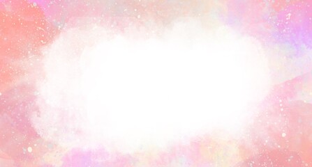 Fototapeta premium ピンク色の滲みが綺麗なグラデーション背景フレームイラスト