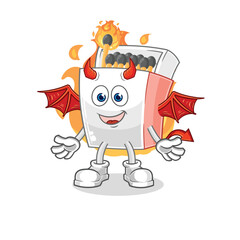 matchbox demon with wings character. cartoon mascot vector