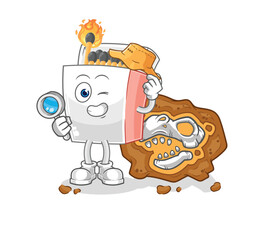 matchbox archaeologists with fossils mascot. cartoon vector