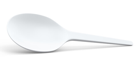 Eco-friendly disposable utensils like spoon on white background.