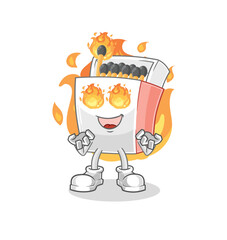 matchbox on fire mascot. cartoon vector