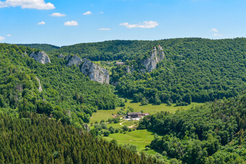 Fototapeta na wymiar Blick vom Knopfmacherfelsen auf das Donautal