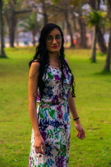 Fototapeta premium young brazilian woman looking forward model for media