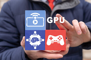 Concept of GPU Nano Graphics Processing Unit Mobile Electronic Technology. Mobile Gaming Graphic...