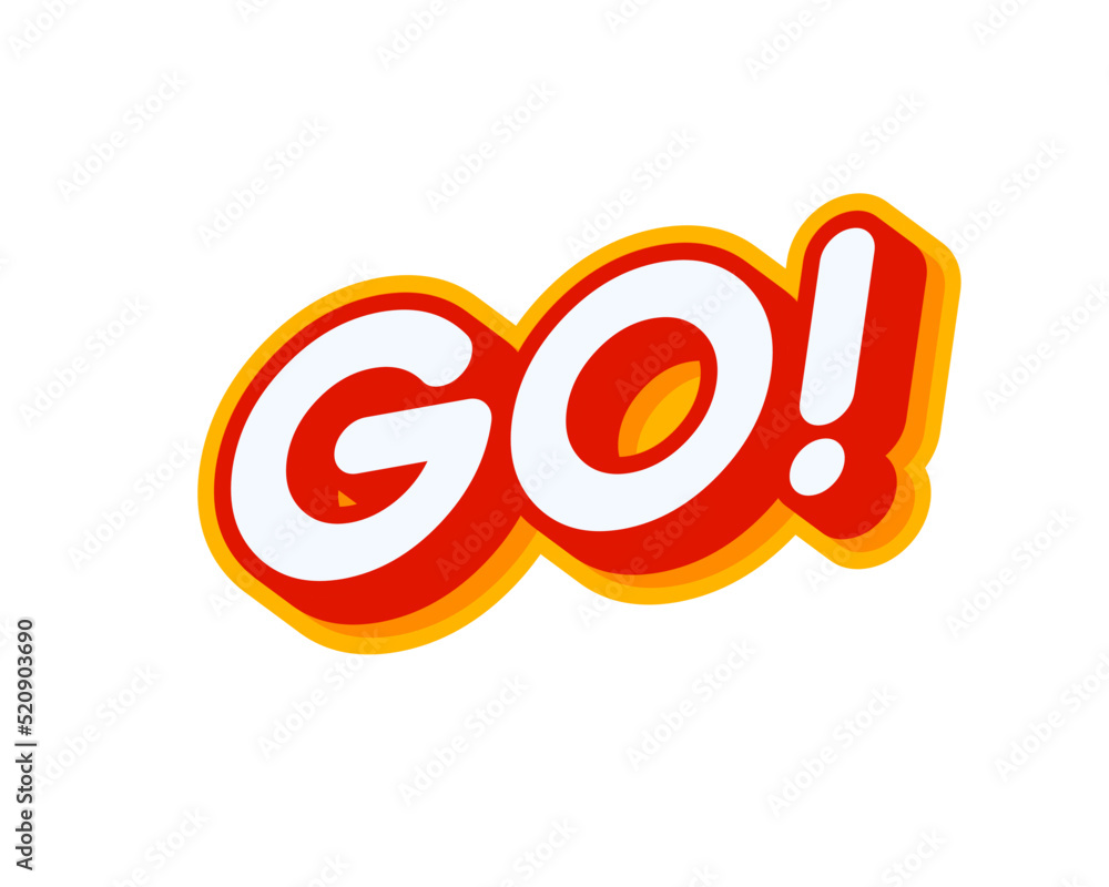 Aufkleber go. go isolated on white colourful text effect design vector. text or inscriptions in english. the m