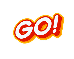 Go. Go isolated on white colourful text effect design vector. Text or inscriptions in English. The modern and creative design has red, orange, yellow colors.