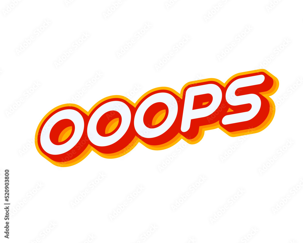 Aufkleber ooops with three o. phrase lettering isolated on white colourful text effect design vector. text or 