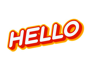 Hello. Greeting phrase lettering isolated on white colourful text effect design vector. Text or inscriptions in English. The modern and creative design has red, orange, yellow colors.
