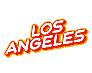 Los Angeles city of USA lettering isolated on white colourful text effect design vector. Text or inscriptions in English. The modern and creative design has red, orange, yellow colors.