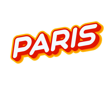 Paris. Nice city in France. Phrase lettering isolated on white colourful text effect design vector. Text or inscriptions in English. The modern and creative design has red, orange, yellow colors.