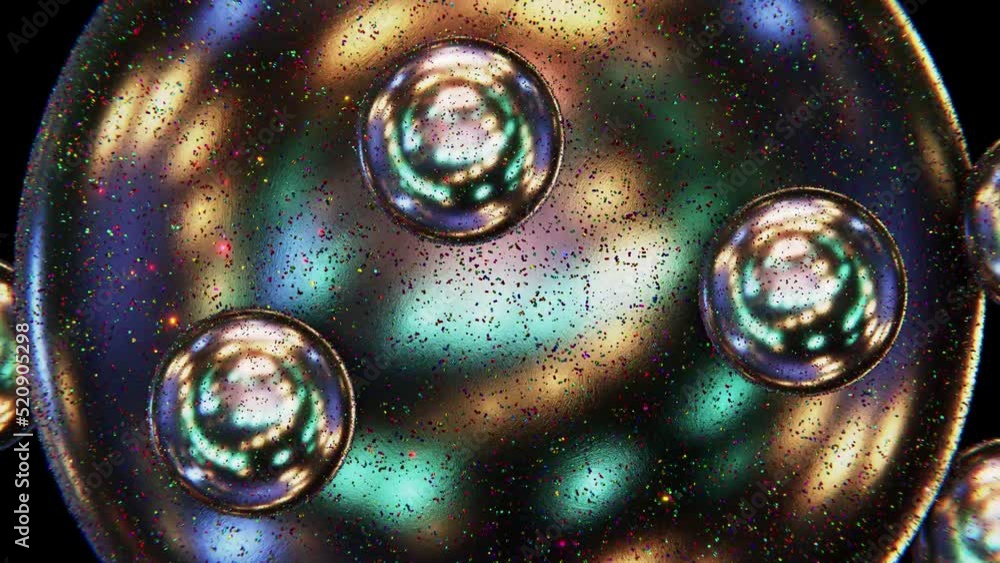 Poster realistic satisfying looping 3d animation of the colorful textured metallic christmas sphere with or