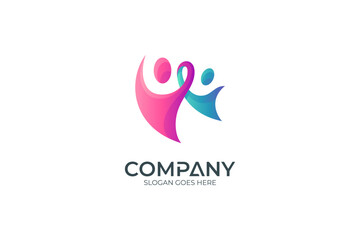 care people logo design in purple and green color gradient