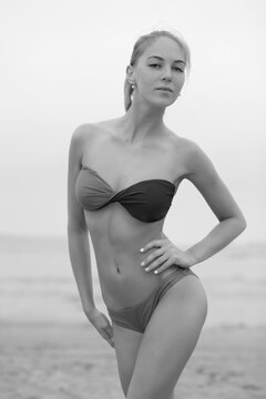 young beautiful woman in swimsuit