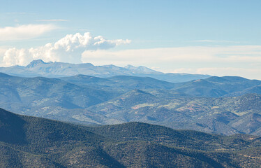 Mountain panorama along Squa Pass Road near Echo Lake Park, Colorado