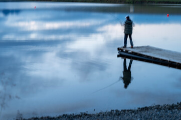 Naklejka premium fishing in the morning