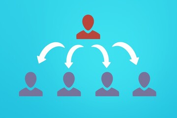 Team members follow the leader. Innovative communication and interaction as a team.  Exchange of...