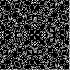 Black and white abstract geometric seamless pattern with wavy shapes, and curved lines.  monochrome mandala. striped background. Repeat design for decor, cover, print.